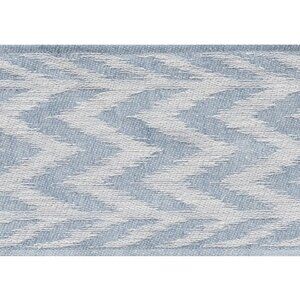 Shumacher 2 Yrd + 1/2 Yard Chevron Sky Blue Linen Fabric Woven Tape Trim India